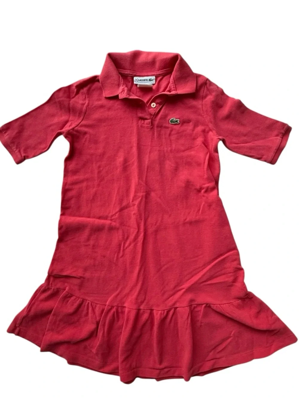 Lacoste Red Polo Dress with Ruffled Hem